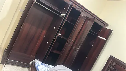 Spacious Dark Wood Finish Wardrobe with Multiple Compartments