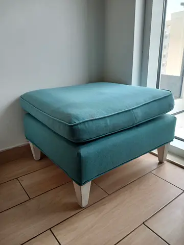 Teal Upholstered Ottoman / Footstool in Good Condition