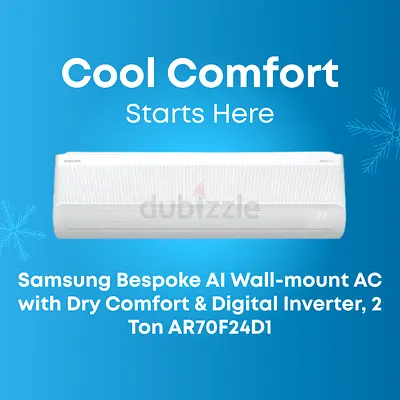 Samsung Bespoke AI Wall-mount AC with Dry Comfort  Digital Inverter, 2 Ton AR70F24D1