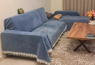 Blue 3-seater L-shaped Sofa covers - Good Condition