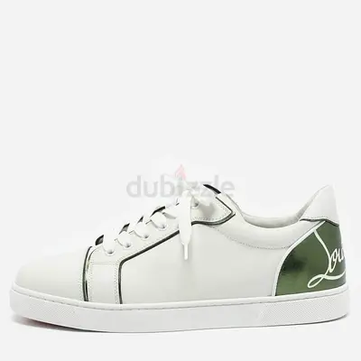 Christian Louboutin White/Green Leather Fun Vieira Sneakers Size 41