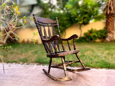 Statement Piece | Vintage Hand-Carved Solid Wood Windsor Rocking Chair