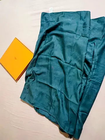 Hermes Cashmere Silk scarf / shawl in teal green - gently used