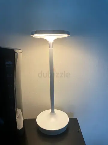 White modern LED table lamp - compact bedside/desk light