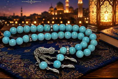 Light blue turquoise-style beaded tasbih 10mm / prayer beads, 33 beads