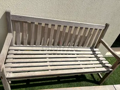 Wooden outdoor table, bench and chair set