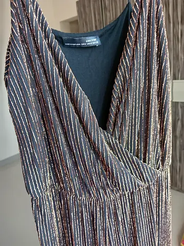 Size Medium, Zara Women’s Sleeveless Metallic Stripe Wrap Dress - Size M