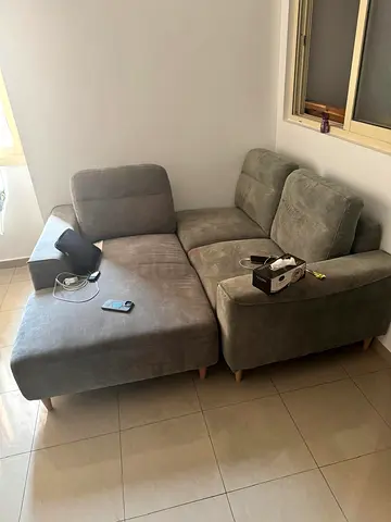 Gray L-shaped 3 seater Sofa with Chaise - Good Condition