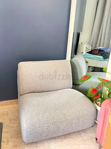 Compact boucle accent chair - light grey, perfect condition