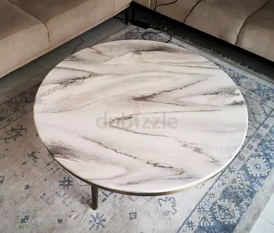 Large Round real Marble-Top Coffee Table 110 cms — perfect Condition