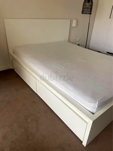 IKEA Malm Double size bed frame with mattress - good condition