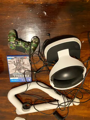 PlayStation VR headset with PS4 controller, Move controller and game