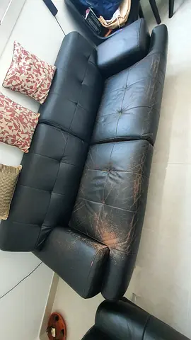 Black Faux Leather Sofa