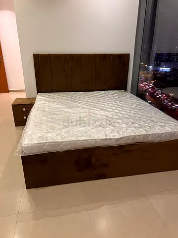 Queen bed frame with headboard and mattress - brand new