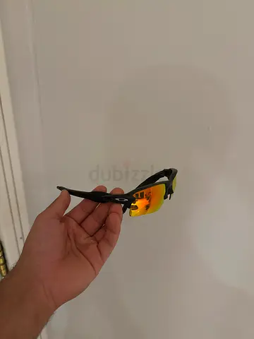 Sports mirrored sunglasses — orange lens, black frame