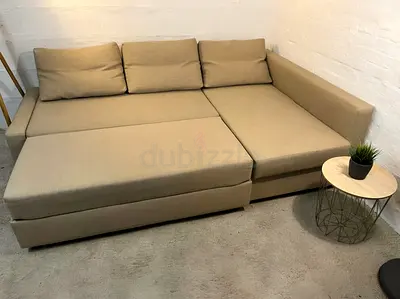 Ikea Beige L-shaped Sofa Bed / Sectional - Good Condition