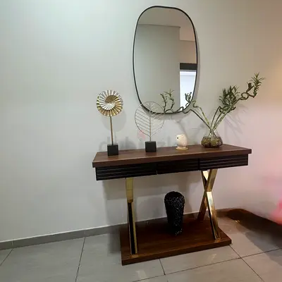 Console with mirror