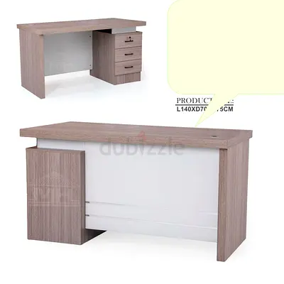 Wooden Office Desk with Drawer Unit — Light Oak, Good Condition