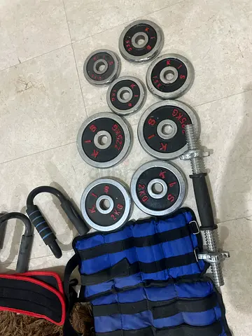 Weightlifting and Fitness Set with Adjustable Dumbbells and Push-up Bars