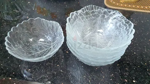 Leaf Shaped Glass Dessert Bowls Set of 6