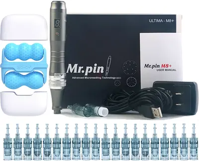 Advanced Dermapen Mr.Pin Ultima M8 Plus - Wireless With 22 Different Cartridges and Ice Massage