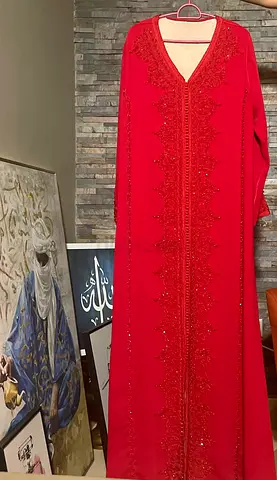 Red embroidered abaya / long traditional dress - good condition