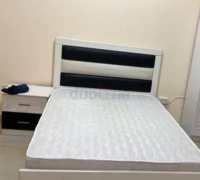 Used double bed frame and bedside table - white  black