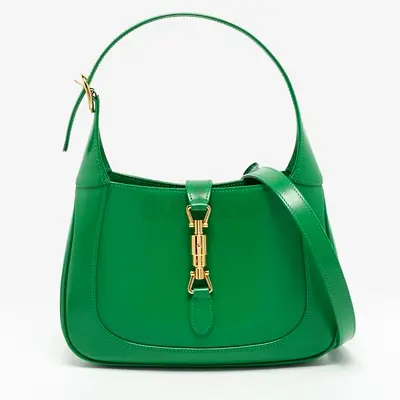 Authentic Gucci Jackie 1961 Small Green Smooth Leather Hobo