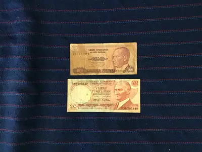 2 RARE VINTAGE 1970 TURKEY BANKNOTES