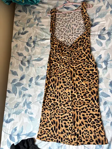 Womens Leopard Print Sleeveless Midi Dress