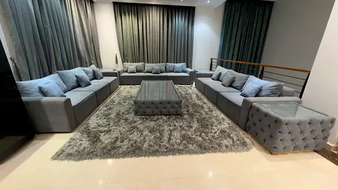 Large Grey Modular Sofa Set 12 seater Three pcs side table, Center Table(2x1 meter)