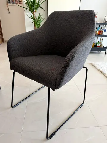 IKEA Tossberg Modern Grey Fabric Accent Chair with Black Metal Frame
