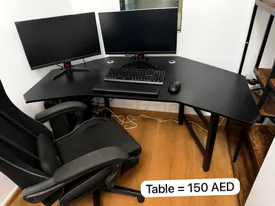 Large Black Corner Gaming/Office Desk - Good Condition