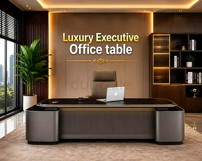 Luxury Executive Office Desk with Side Storage Cabinet – Modern Manager Table For UAE Offices