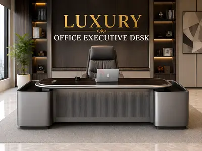 Luxury Executive Office Desk with Side Storage Cabinet – Modern Manager Table For UAE Offices