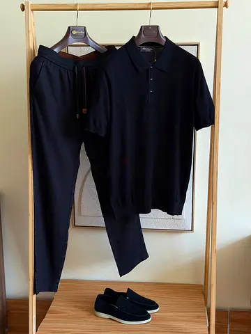 Loro piana Mens Black Polo and Joggers Set
