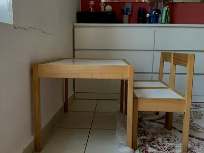 ikea wooden table and chair set - light oak finish