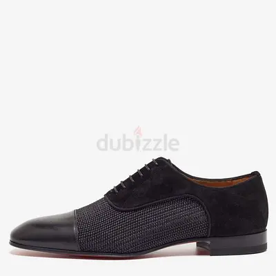 Christian Louboutin Black Leather and Suede Greggo Lace Up Oxford Size 40