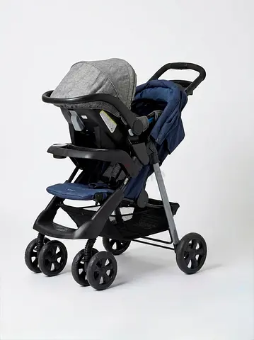 Juniors Navy Lightweight Standard Stroller with Canopy and Storage Basket