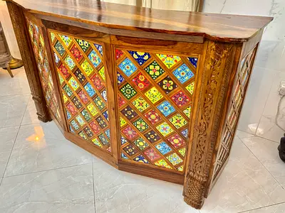 Tile Sheesham Solid Wood Bar counter