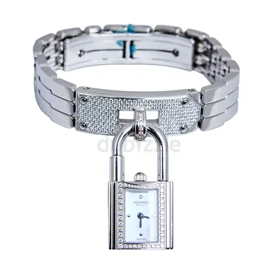 Hermès Kelly Padlock Bracelet Watch - Silver Tone with Crystal Dial