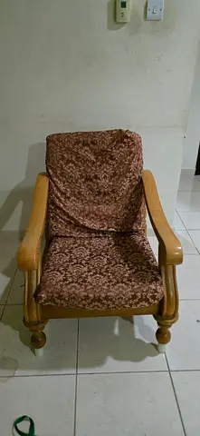 Classic Wooden Armchair with Patterned Upholstery