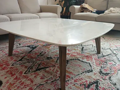 Low white marble coffee table - good condition