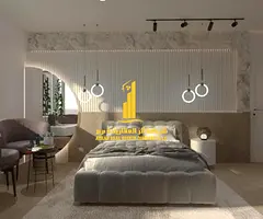 Furnished studio apartment with separate kitchen, very high-end furnishings, for monthly rent in Ajm