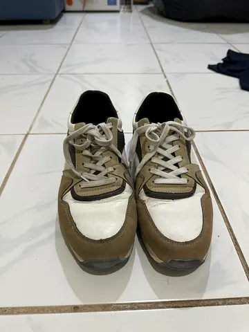 Mens Brown and White Casual Sneakers