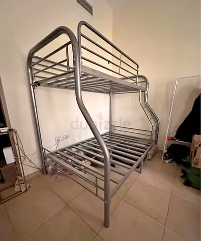 Sturdy Metal Bunk Bed (Double Bottom) - Good Condition