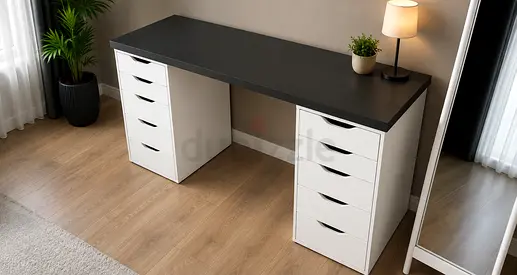 Modern Study Desk with Dual Storage Drawers