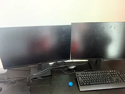 Dual Monitor Setup with Keyboard and Mouse - Used