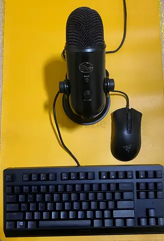 Blue Yeti USB Microphone (with keyboard and mouse shown) - Good Condition