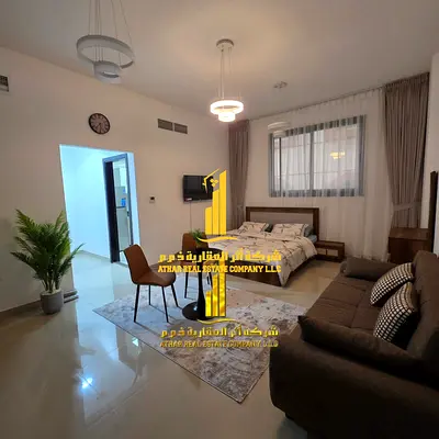 Luxury second-occupancy fully furnished studio with separate kitchen and open view ✨ Ajman Al Nuaimiya. For monthly rent.